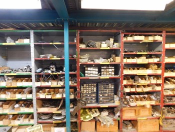 Parts Room Shelving with Misc Parts 3 Racks