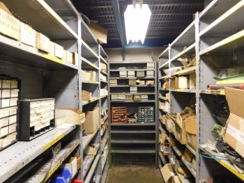 Parts Room Shelving with Misc Parts 6 Racks