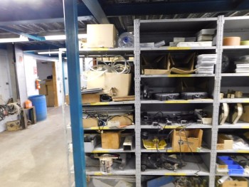 Parts Room Shelving with Misc Parts 13 Racks