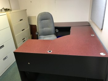 office with desk and chair no file cabinets