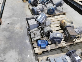 Pallet of misc Electric Motors and gear heads