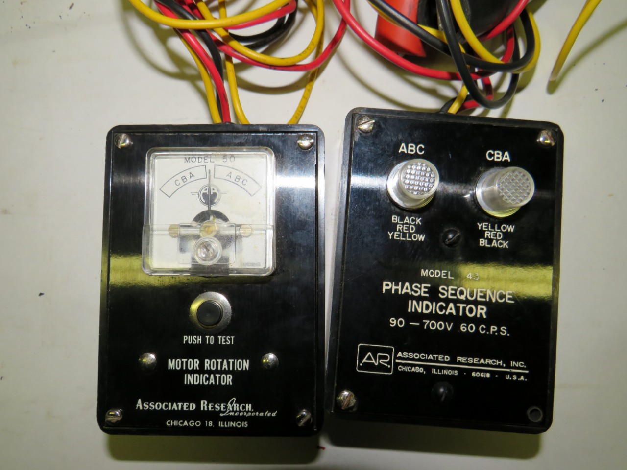 MOTOR ROTATION INDICATOR MODEL 50 & PHASE SEQUENCE INDICATOR MODEL 45