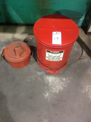 Lot of (2) JustRite oil waste containers