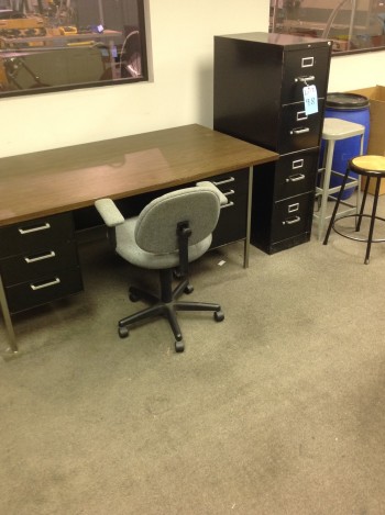 Lot w/ (4) Drawer file Cabinets, (2) Stools, desk chair
