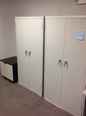 (2) two door steel cabinets, Rolling cart