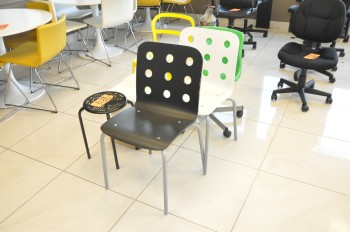Lot-(4) Chairs, (2) Bins and (1) Stand