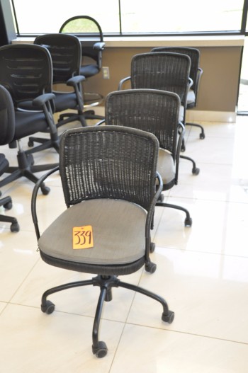 Lot-(4) Basket Weave Style Swivel Office Chairs