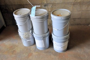 Lot-(6) 5-Gallon Pails of Unopened Orange Water Base Paint