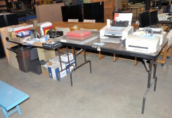 Lot-(5) Wooden Folding Tables (Contents Not Included)