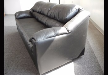 Lot-(2) Black Leather Sofas