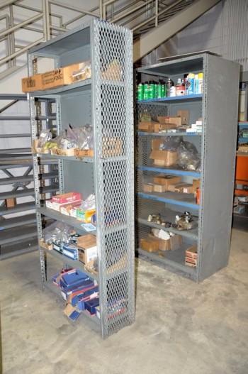 Lot-(2) Sections Shelving with Hardware Contents