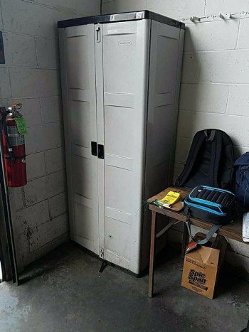 File cabinet table and vertical storage cabinet