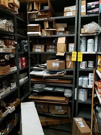 1 Industrial shelving unit and contents includes