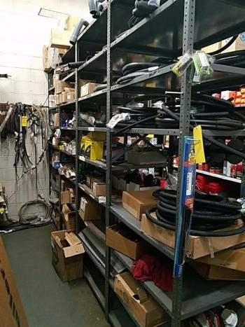 Run of four industrial cabinets and contents to