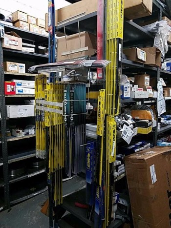 Run of four industrial shelving units and