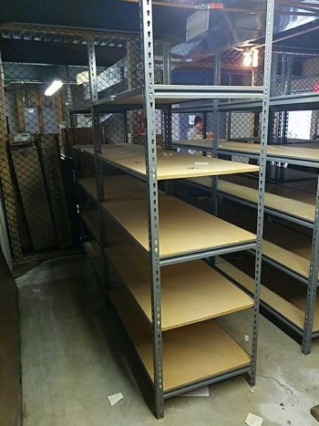 Run of eight industrial shelving