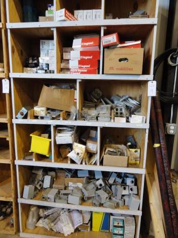 Shelving : Switches, Wall Pallets, Duplex receptables and Com. grade side wire