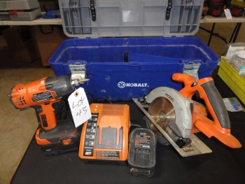 Rigid Max 2.5 ah, Drill & Circular Saw