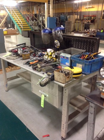 (1) Two Drawer Metal work Bench