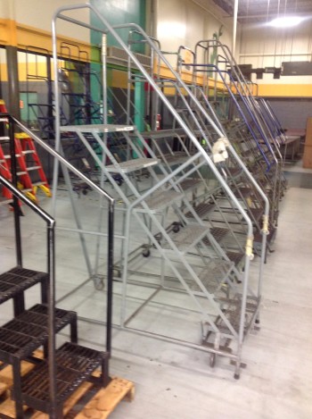 Lot of (5) Rolling Metal Ladders