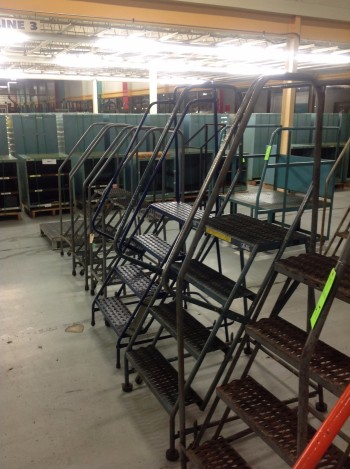 Lot of (6) Rolling Metal Ladders