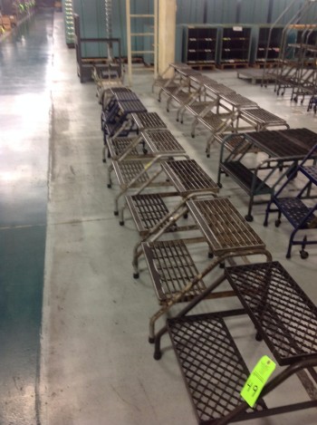 Lot of (12) Rolling Metal Ladders