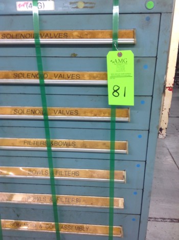 Lot of (6) Stanley Vidmar Tool Cabinets w/ (6) SV Top extension Stacking units