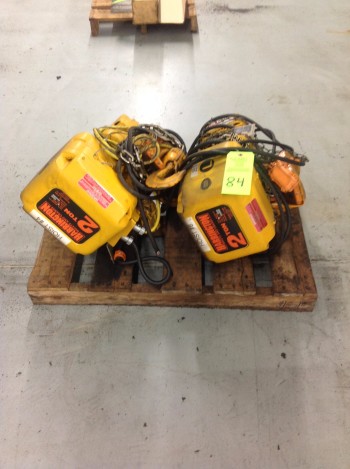Lot of (2) Harrington 2 Ton Electric Hoists