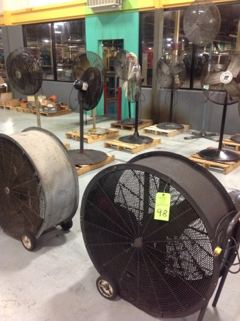 Lot of (19) Various sized Shop Fans