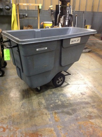 Plastic trash dump wheeled cart