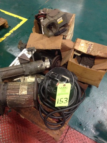 Lot of (8) Pallets, Bins of Electrical motors, various Electrical