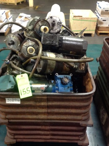 Lot of (5) Metal Bins w/ Spare Servo-Motors, Standard Motors