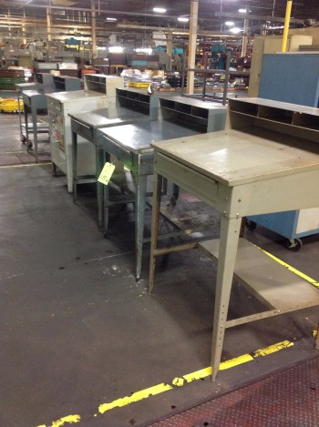 Lot of Metal shop Desks, Cabinets, Rolling stands