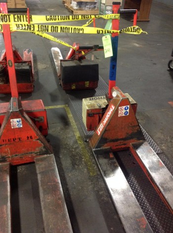Lot of (6) Electric Lifts, 2,200lbs cap.,Thork-Lift,Scissor Pallet lifts
