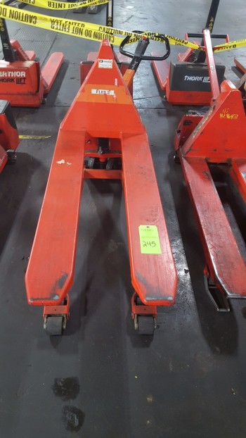 Lot of (8) Electric Lifts, 2,200lbs cap. Thork-Lift, Scissor Pallet lifts