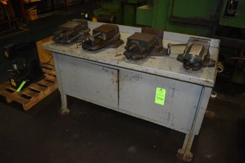 Lot of (4) Machine vises, Metal work Bench