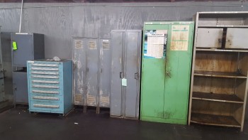 Lot of (10) Various Metal Racks, Stanley Vidmar 9 Drawer cabinet