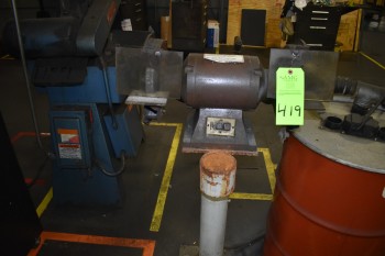 Lot of (2) Pedistal Grinders w/ Dust collector & Drum