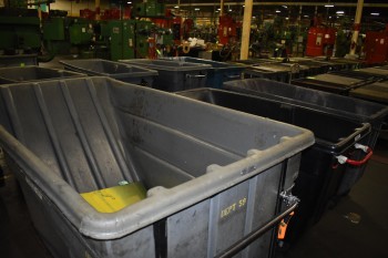Lot of (3) Plastic Garbage Dump Carts