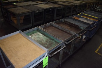 Lot of (10) Metal rolling shop Carts