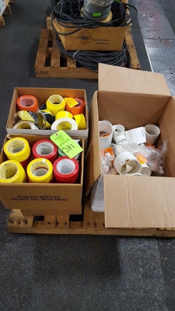 Lot of (2) boxes w/ HD Floor tape, industrial marking tape, plastic plumbing