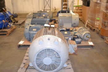 7 PALLETS OF ASSORTED MOTORS 1/4 - 125 HP