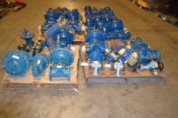 6 PALLETS FOR ASSORTED SIZE ITT DIA-FLO DIAPHRAGM VALVES 1/2IN-4IN