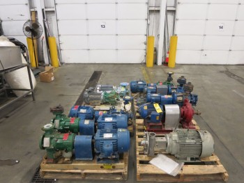 4 PALLETS OF ASSORTED CENTRIFUGAL PUMPS, ANSIMAG, FRISTAM, BELL & GOSSETT