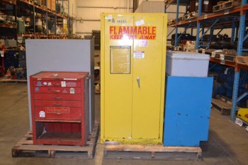 LOT OF 5 ASSORTED TOOL STORAGE AND SAFETY CABINETS