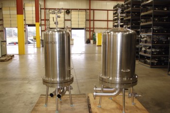 LOT OF 2 MILLIPORE STAINLESS MULTI-CARTRIDGE FILTER HOUSING 3IN TRI-CLAMP