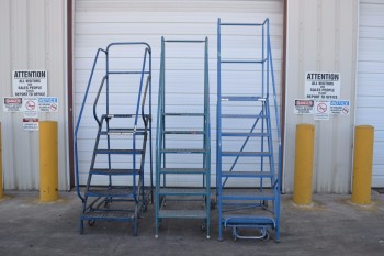 LOT OF 3 ASSORTED ROLLING LADDERS