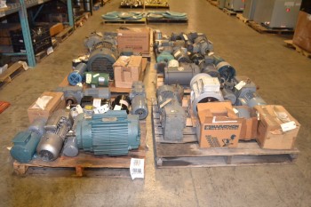 6 PALLETS OF ASSORTED AC ELECTRIC MOTORS, 1/15 HP-25 HP