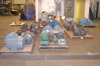 11 PALLETS OF ASSORTED AC/DC ELECTRIC MOTORS, .75 HP-60 HP