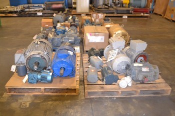 6 PALLETS OF ASSORTED AC ELECTRIC MOTORS, .18 HP-25 HP